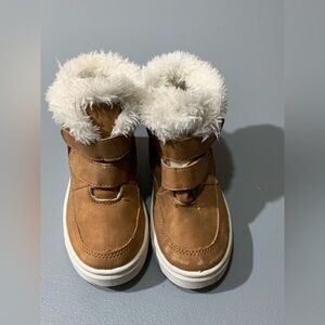 Warm Tan Kids Boots with Faux Fur Lining
